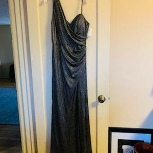 Xscape one shoulder  foil gown